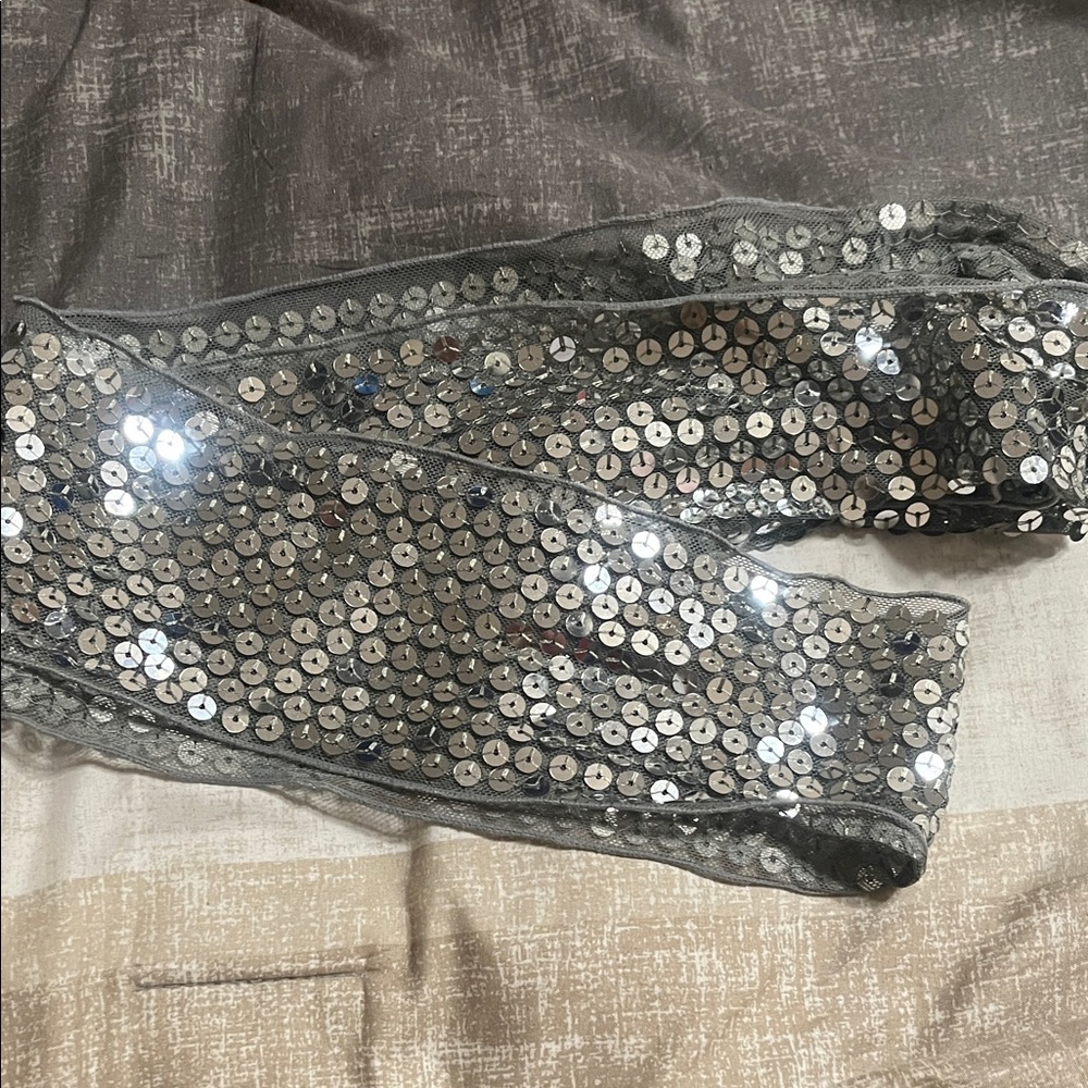 Vintage y2k silver sequined sash belt - 70inches in length